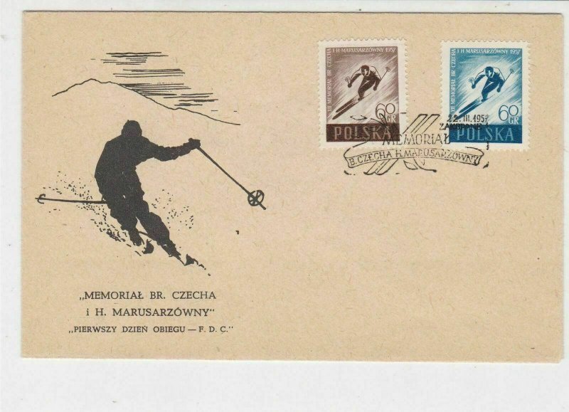 Poland 1957 Memorial BR. Czecha i H.Marusarzowny SkisCancel FDC Stamp Cover23046