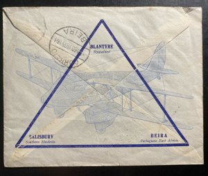 1935 Blantyre Nyasaland First Flight Airmail Cover FFC To Beira Mozambique