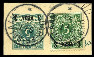 German East Africa #2 (Mi. 2) Cat€60+, 1893 3pf on 5pf green, used with 3pf...