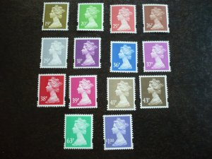 Stamps-Great Britain-Scott#MH208-MH237- Mint Never Hinged Part Set of 14 Machin
