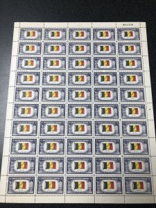 US 914 Flag Of Belgium 5 Cent Sheet Of 50 Mint Never Hinged