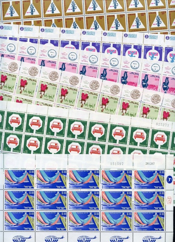 ISRAEL DEALER'S SHEET OFFERING OF 22 MIXED SHEETS ALL FRESH MINT NH