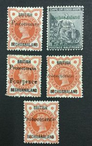 MOMEN: BECHUANALAND SG #40,52-55 1888-1890 MINT OG H LOT #192430-1296