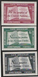 United Nations NY  1955  10th Anniversary  Sc#38a-c Mint