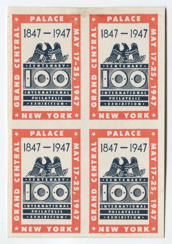 Grand Central Block NY International Centenary 1947 Stamp Exhibition Philatelic