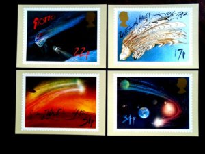 STAMP STATION PERTH G.B. PHQ Cards No.90.Set of 4-Halleys Comet Never Used 1981