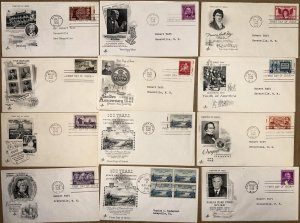 1940/1948 ARTCRAFT BIG SET COLLECTION 60 DIFFERENT FDCs SINGLES/BLOCKS POSTPAID!