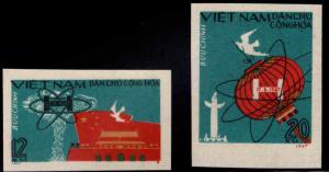 North Viet Nam Scott 476-477 Imperforate China Hydrogen Bomb test Mi 497-498