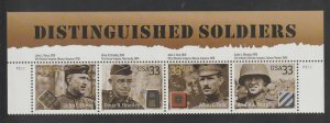 SC# 3393-3396 - (33) - Distinguished Soldiers - MNH strip/4 with Label
