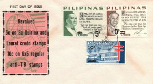 Philippines 1968 Revalued Overprints Series FDC - Hand Colored Cachet - L32526