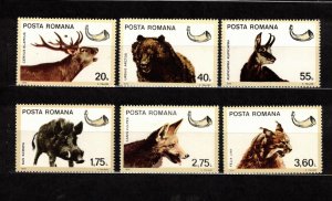 Romania Sc 2644-9 MNH Set of 1976 - Forest Animals, Horn - HS09