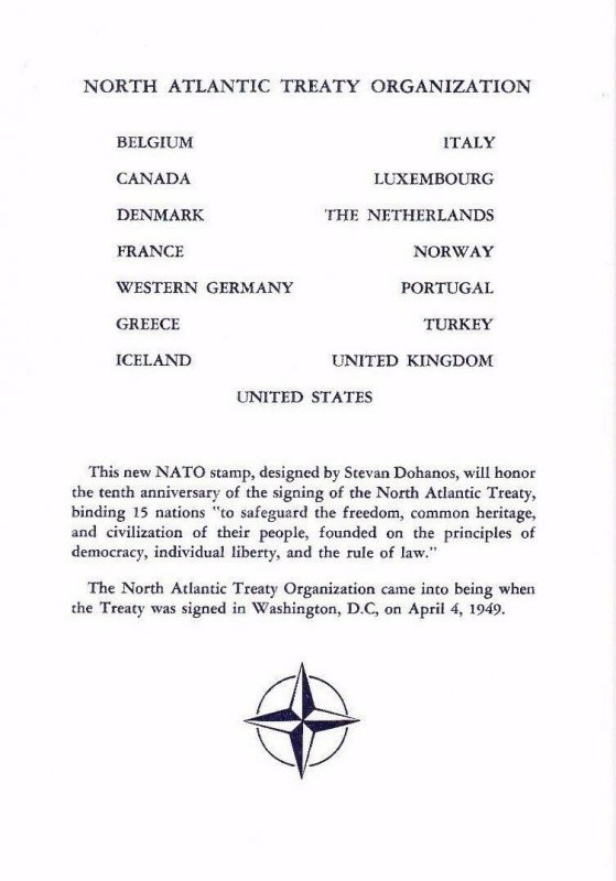 USPS First Day Ceremony Program #1127 4 cent NATO Tenth Anniversary FDOI 1959 