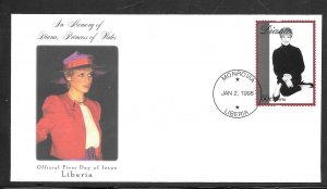 Just Fun Cover LIBERIA #1342 FDC Official Tributes to Princess Diana (my5766)