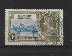 NORTHERN RHODESIA 1935 1d SILVER JUBILEE 'DOT BY FLAGSTAFF' VARIETY...