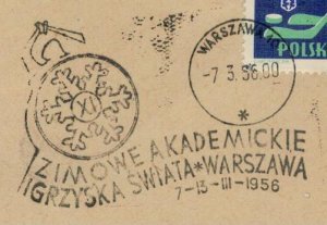 Poland 1956 Card Special Cancellation Sport Students Winter Games