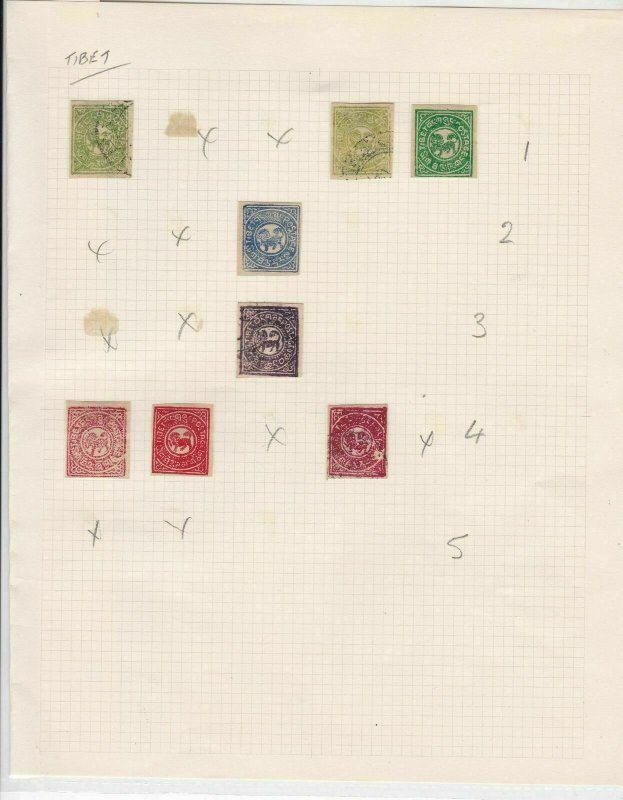 Tibet Stamps Album Page  ref R 17914