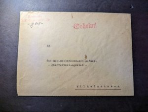 Germany Uboat Feldpost Cover G505 to Wilhelmshaven Naval High Command North Sea