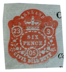 (I.B) Edward VII Revenue : Ireland Civil Bill Duty 6d