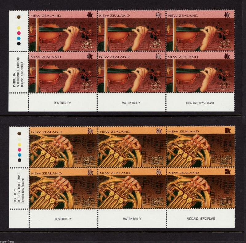 Scarce corner blocks 1996 New Zealand Symphony Orchestra stamps #1372 1373 MNH