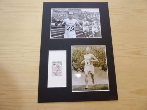 Paavo Nurmi Olympic Games photographs and stamp mount matte size A4