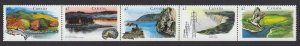 Canada 1992 #1412ai mnh = UNFOLD, NEVER FOLDED = RIVERS-2 = LOWER strip of 5 sts