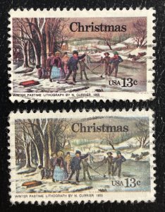 US #1702,1703 Used - Winter Pastime (Both variations) 13c