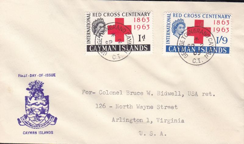 Cayman Islands 1963 Red Cross Centenary First Day Cover Typed Address  VF