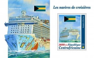 Central Africa - 2019 Cruise Ships & Flags - Stamp Souvenir Sheet - CA190813b