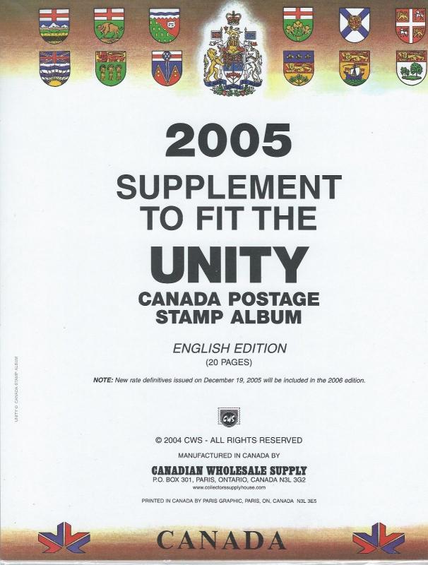 UNITY CANADA 2005 STAMP SUPPLEMENT - SEALED - RETAILS FOR $32.95