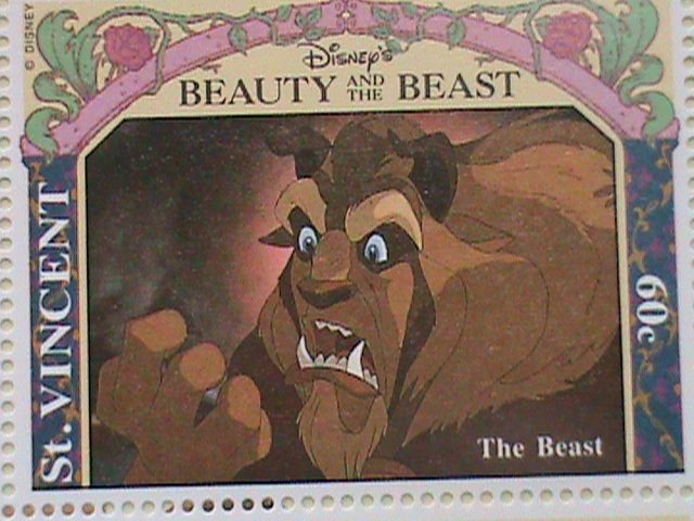 ST.VINCENT  STAMP -DISNEY CARTOON-BEAUTY AND THE BEAST MNH SHEET #2 VERY RARE