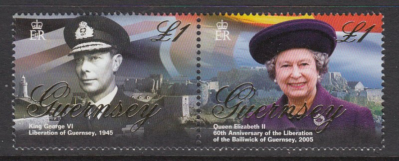 Guernsey 2005 Liberation pair Mint NHM