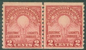 EDW1949SELL : USA 1929 Sc #656 Line Pair. PO Fresh. Very Fine, Mint NH. Cat $110