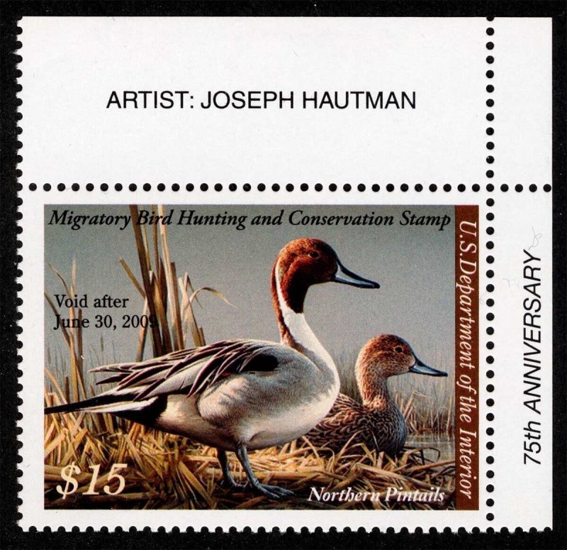 US Sc RW75 Multicolor $15.00 2008 Mint Never Hinged Original Gum Duck Margin 