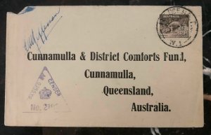 1941 Palestine Australian Army Censored Printed Matter Cover to Queensland