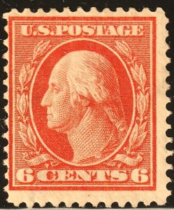 #336 US 6 CENT RED ORANGE WASHINGTON-MINT-N/H-FINE-VF