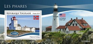 TOGO - 2019 - Lighthouses - Perf Souv Sheet - Mint Never Hinged