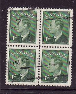 Canada-Sc#284-used 1c green  KGVI Postes-Postage block-1949-Cdn1178-