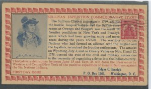 US 657 (1929) Major General John Sullivan Expedition(single) on a printed addressed first day cover with a Emeigh(1st) cachet