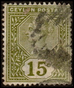 Ceylon 136 - Used - 15c Queen Victoria (1886) (cv $2.40)