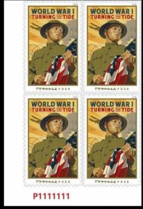 #5300 2018 WW1 Turning the Tide Plate Block/4 - MNH