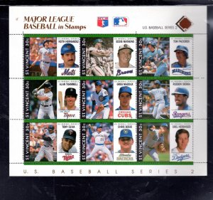 ST. VINCENT #1274 1989 MAJOR LEAGUE BASEBALL MINT VF NH O.G SHEET 9