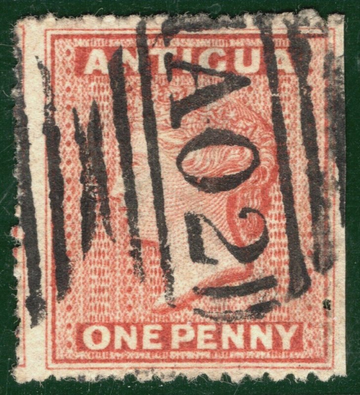 ANTIGUA QV Classic Stamp SG.7 1d Vermilion (1867) Used A02 Cat £30+ BLUE104 