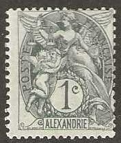 French  Alexandria 16a,  mint, hinged,  gray.  1902.  (f182)