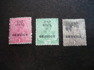 Stamps - Jind State - Scott# O26, O27, O34 - MH & Used Partial Set of 3 Stamps