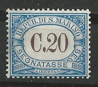 San Marino # J22  Postage Due -  20c  (1)  Unused VLH