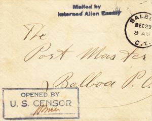 German Internee held Balboa Canal Zone to Local Del. Cover is reduced (C1214)