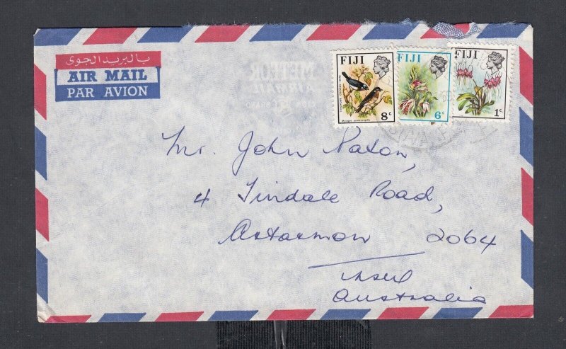 FIJI 1967/9 AIRMAIL COVER & POSTCARD SUVA TO NEW SOUTH WALES AUSTRALIA