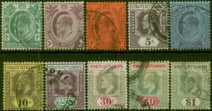 Straits Settlements 1904-05 Set of 10 to $1 SG127-136 Good Used