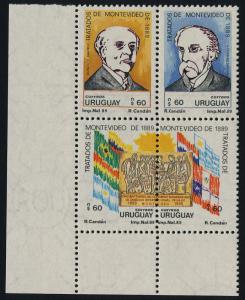 Uruguay 1351 BL Block MNH Treaty of Montevideo, Flags, Gonzalo Ramirez