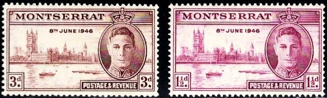 Peace Issue 1946, Montserrat stamp SC#104-105 Mint set